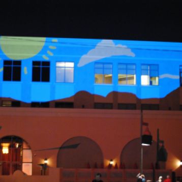 Ryan Griffin's installation for Canal Convergence gave ever-changing pictures projected onto a nearby facade.